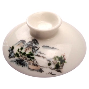 陶瓷茶具配件盖碗盖杯茶杯盖三才碗盖玉瓷茶备山水马到成功盖子