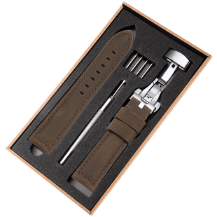 真皮手表带男代用沛纳海天梭西铁城卡西欧美度百年灵精工华为表带