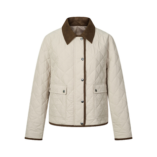 HeyDress复古菱形格棉服女2025年冬季翻领保暖棉衣小个子短款外套