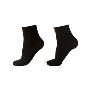 CALZEDONIA卡泽意袜春季女士时尚黑色珍珠蝴蝶结装饰短袜DCZ071