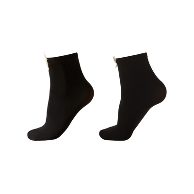 CALZEDONIA卡泽意袜春季女士时尚黑色珍珠蝴蝶结装饰短袜DCZ071