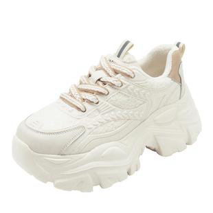 达芙妮老爹鞋女2025新款秋冬季加绒鞋子女厚底小白增高休闲运动鞋