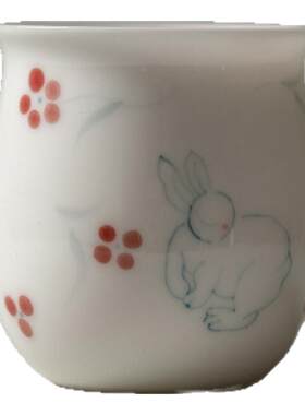 白瓷手绘陶瓷主人杯品茗杯单杯