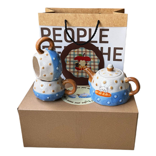 高颜值陶瓷泡茶壶家用功夫茶具一壶二杯高档礼盒装送女生生日礼物