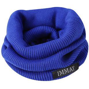 克莱因蓝色围脖男生百搭冬季保暖针织羊绒围巾女ins潮牌护颈脖套