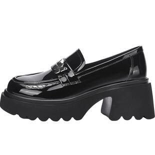 达芙妮厚底乐福鞋女春秋2026新款女鞋jK单鞋女款黑色增高皮鞋女款