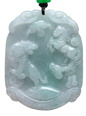 翡翠生肖虎玉吊坠生肖虎挂件