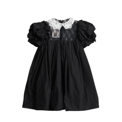 pushBUTTON女士泡泡袖蕾丝拼接娃娃领连衣裙银泰百货精品 301596