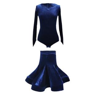 皇朝舞蹈拉丁舞服女童比赛服新款丝绒套装HC6234+HC7137