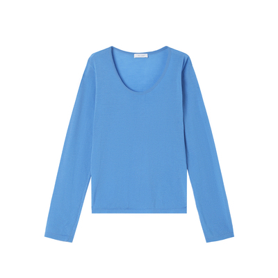 超细羊毛U领针织长袖三色