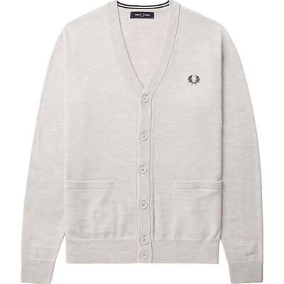 FRED PERRY男士休闲针织衫冬季口袋V领开衫麦穗羊毛衫潮K9551