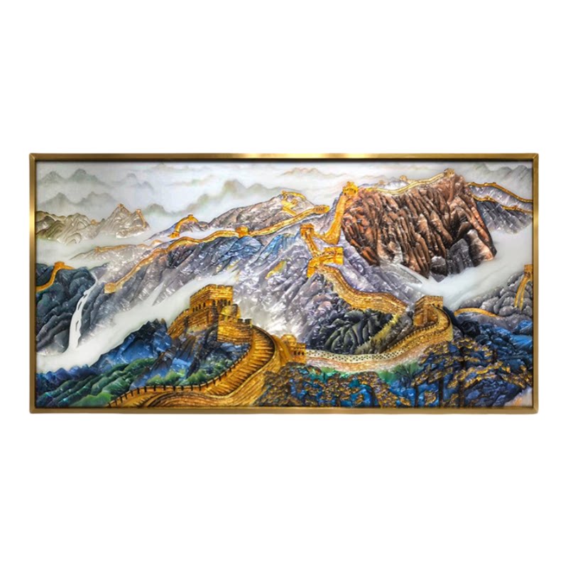 中式珐琅长城山水背景墙定制