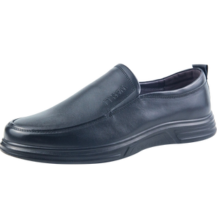 万里新款真皮男鞋商务休闲鞋百搭圆头软底舒适一脚蹬单鞋SZT180