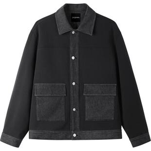 gxgjeans男装 拼接设计时尚潮流翻领牛仔夹克外套男士 26年春热卖