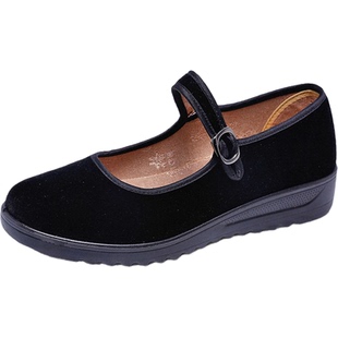 酒楼酒店布鞋宾馆工作鞋黑色布鞋牛筋底防滑服务员鞋老北京鞋女鞋