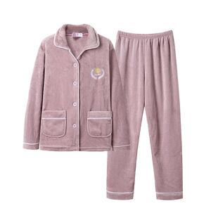 珊瑚绒睡衣女款冬季加绒加厚2025新款法兰绒女士秋冬款家居服套装