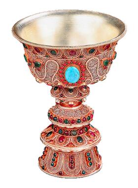 尼泊尔藏式手工掐丝铜酥油灯座