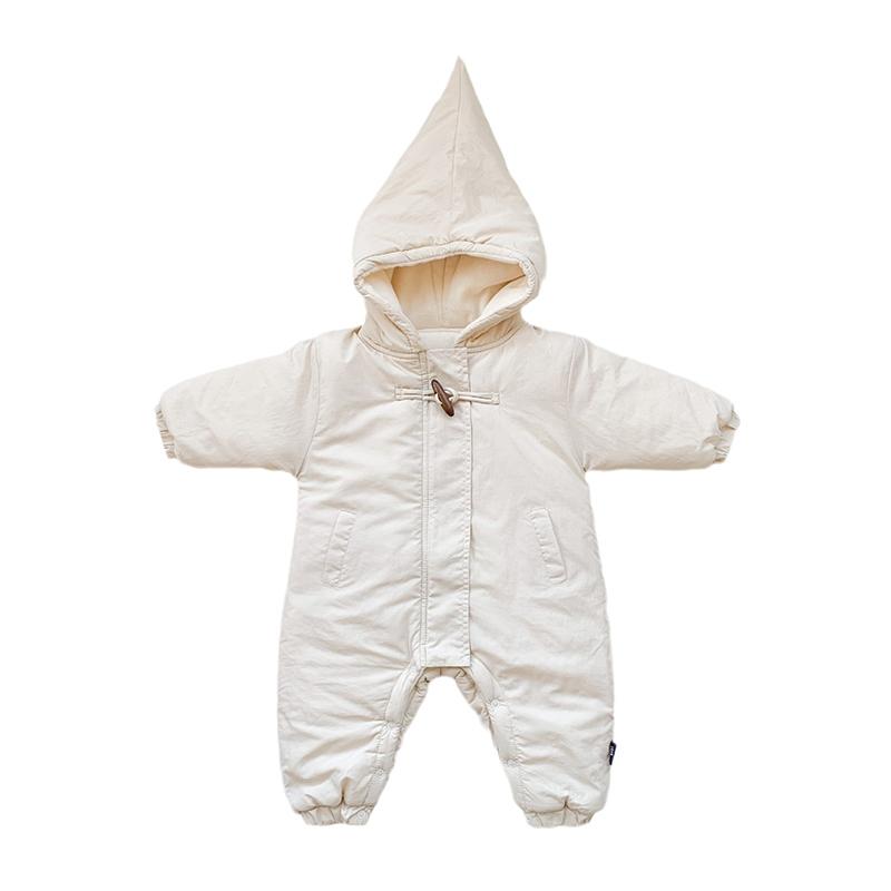 韩版冬装婴儿连体衣可爱夹棉加厚哈衣宝宝秋冬加绒棉服外出爬服潮