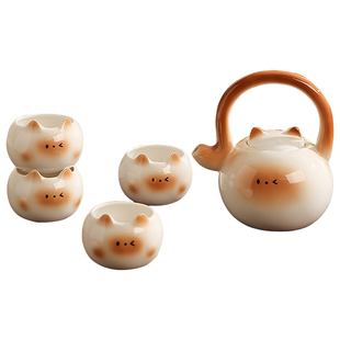 暹罗猫茶具水具套装茶壶泡茶家用可爱陶瓷水壶乔迁新婚生日礼物