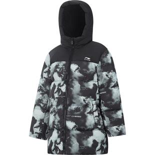 李宁童装中长款羽绒服男大童25新款运动生活系列连帽冬季休闲童装