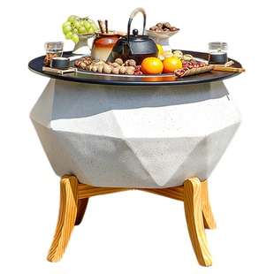 户外庭院烤火炉围炉套装家用煮茶烧烤烤肉桌电烤炉氧化镁取暖火盆