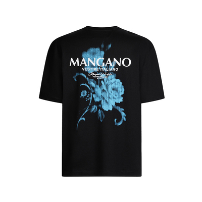 Mangano曼加龙 夏季新款花卉字母印花时尚圆领T恤百搭薄款短袖男