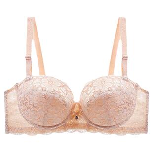 超薄双肩带两穿半杯内衣女防下垂聚拢防滑bra大胸显小性感12文胸