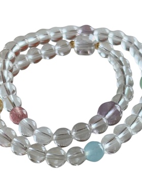 OkFineyard天然AA级白水晶多圈手串女小众设计高级串珠多巴胺手链