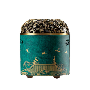 瑞鹤图电香炉黄铜电子香薰炉家用熏香炉室内品香杯套装家居摆件