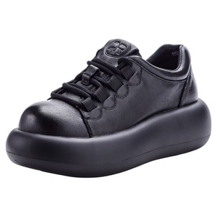 牛皮时尚新款丑萌面包鞋女款真皮2025春秋季女士厚底休闲大头皮鞋