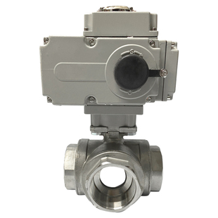 Q914/5F-16P电动三通球阀 不锈钢丝扣220v开关调节 DN15 20 25 32