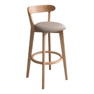 北欧吧台椅实木高脚凳家用靠背吧凳现代简约酒吧椅子前台凳子吧椅