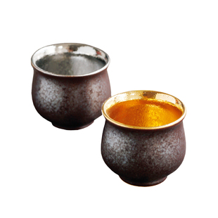 现货日本制进口有田烧陶悦手作金银彩釉日式清酒杯 功夫小茶杯子