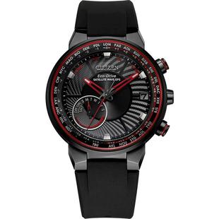 西铁城官方正品卫星对时万年历世界时显示黑色防水男表CC3075-80E