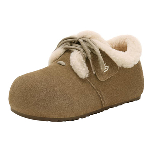 St&Sat/星期六冬季牛反绒勃肯鞋保暖绒里内增高棉鞋女SSD411DCWD