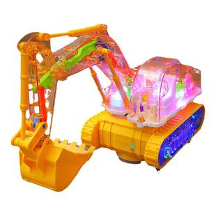 儿童电动挖掘机玩具男孩灯光音乐声光万向工程车有声跑灯玩具礼物