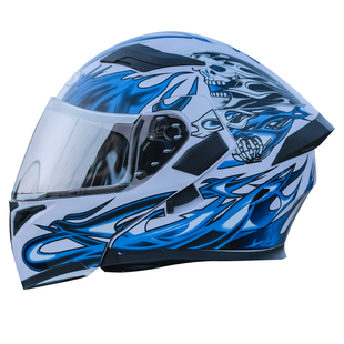 艾狮摩托车头盔男大头围大码揭面盔机车全盔带蓝牙耳机冬季双镜片