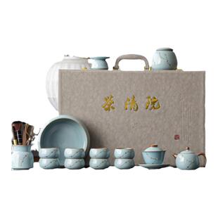 开片汝窑功夫茶具2025新款创意锔钉茶道套装整套高端家用茶壶茶杯