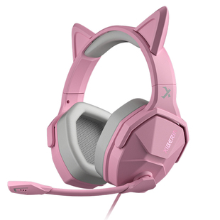 西伯利亚V13粉色头戴式电竞耳机猫萌耳朵游戏电脑耳麦女生通用