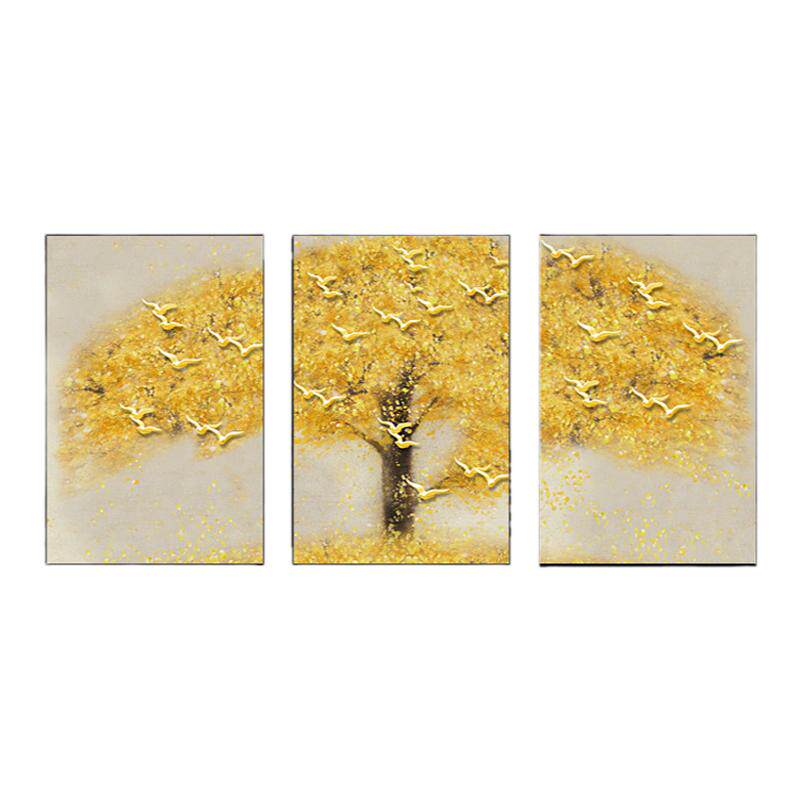 客厅三联画5d钻石画手工diy满钻黄金发财树点钻十字绣风景招财树