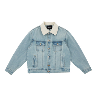 CLIMAX VISION经典复古灯芯绒翻领廓形洗水做旧牛仔外套夹克