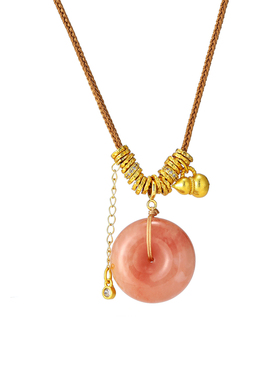 珞石玉石平安扣葫芦编绳项链女款