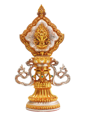 藏式复古款树脂七政宝摆件民族风家用桌面供奉精细雕刻镶嵌彩珠