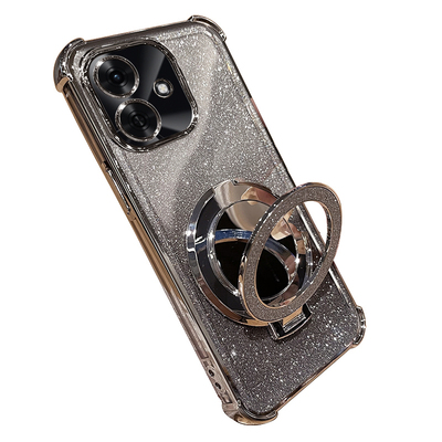 适用荣耀Play10A闪粉镜子支架壳