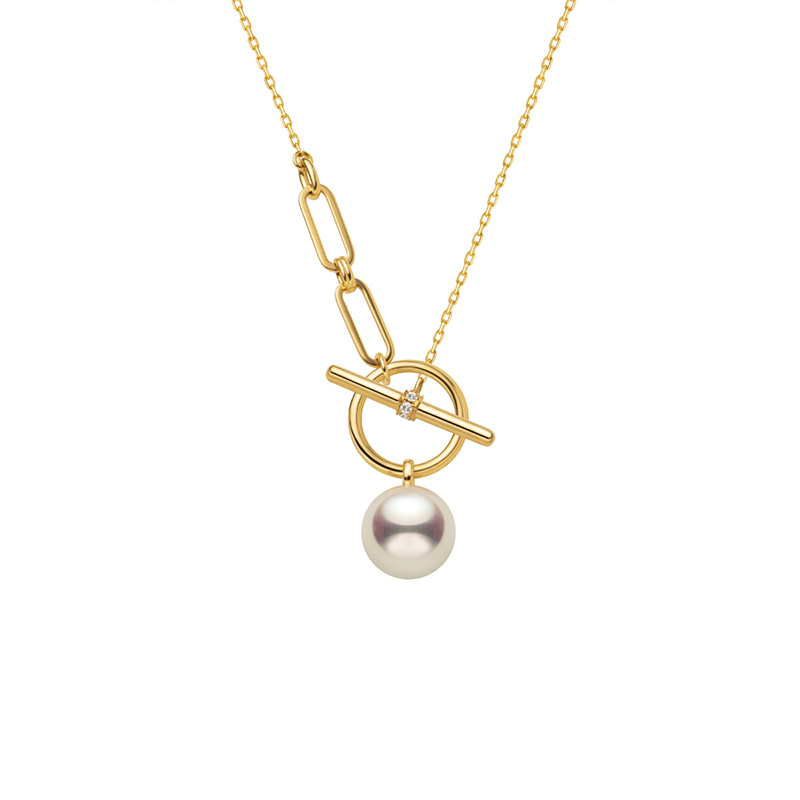 HELAS赫拉「柔·界」系列平衡扣珍珠项链Akoya海水珍珠18K金钻石