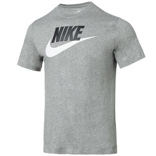 Nike耐克短袖女装夏季休闲半袖灰色纯棉透气运动服男装情侣款T恤