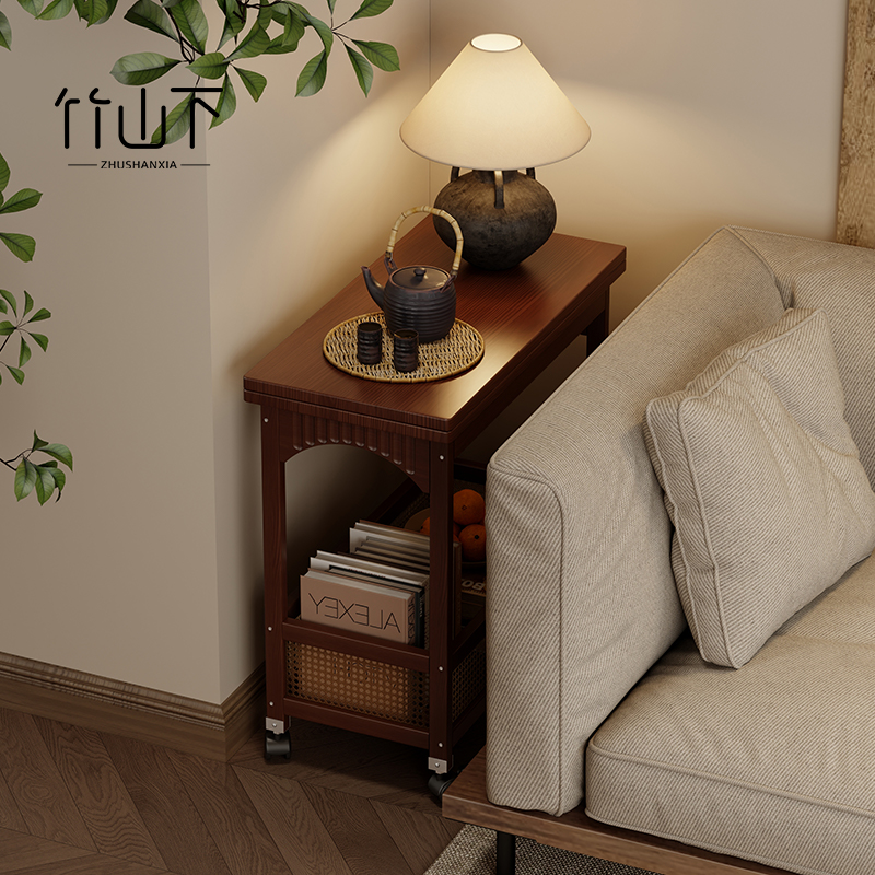 小推车带桌板可移动客厅置物架收纳桌沙发旁边柜客厅实木小型边几