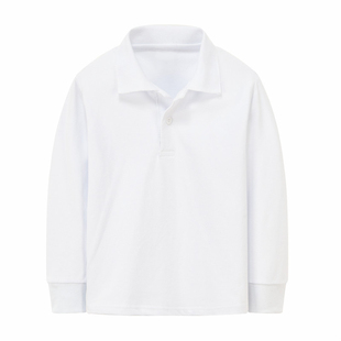 儿童白色t恤长袖男童女童有翻领polo衫红带领春秋小学生校服纯棉8