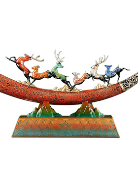 铜象牙大摆件高档办公室玄关装饰公司周年庆贺礼搬迁开业乔迁礼物