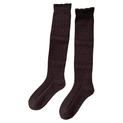 保暖显瘦女羊毛镂空纯色小腿袜